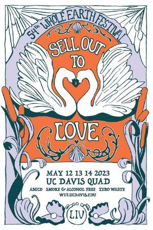 Sell Out To Love. Two swans facing each other making a heart